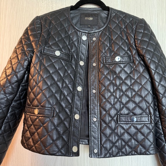Maje Quilted Leather Jacket - Picture 1 of 5